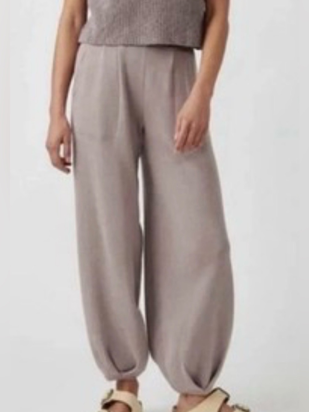 Free People Beach Freya Knit Pants •taupe, linen blend, pockets, S